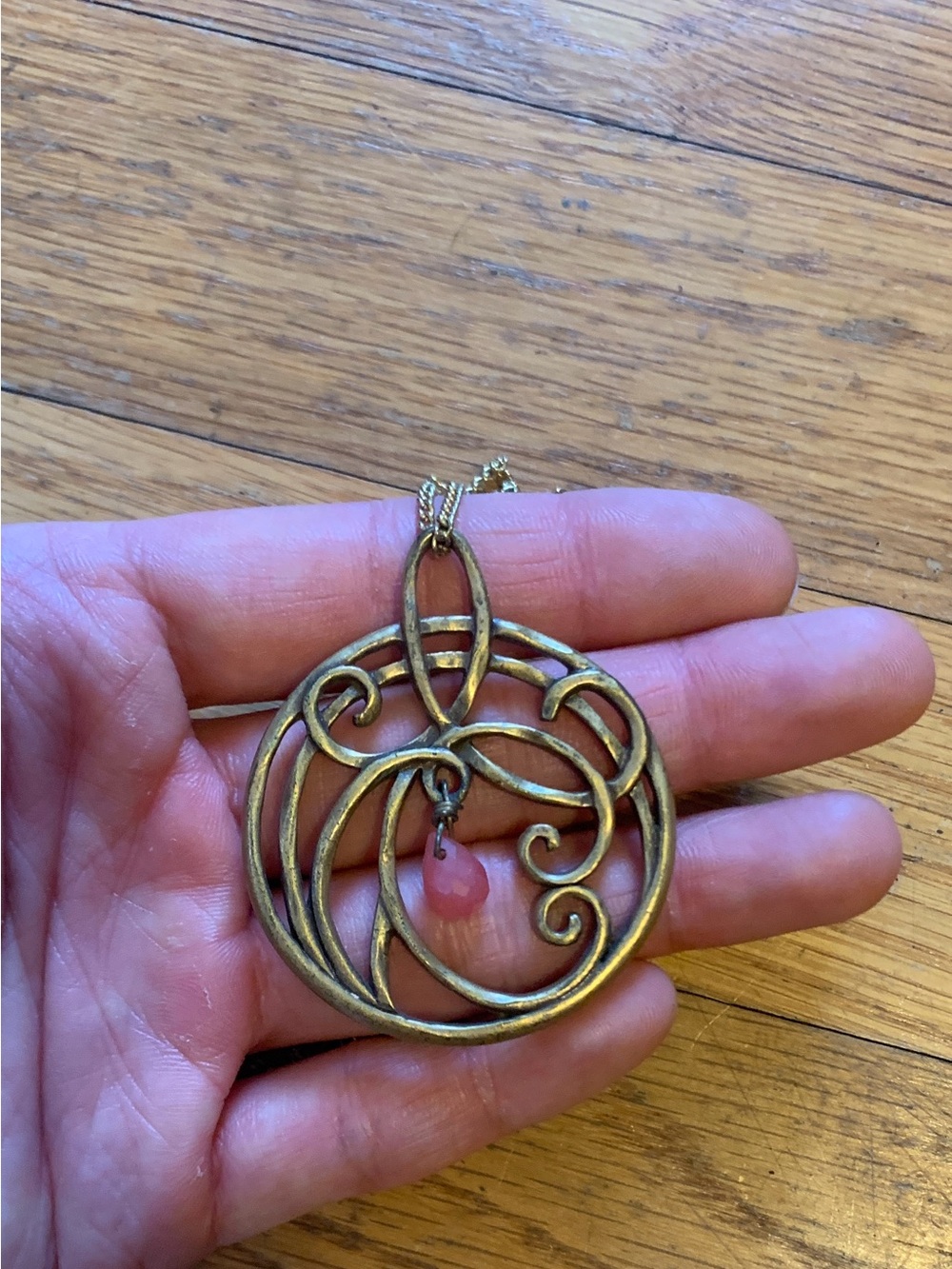 Gold-Tone Celtic Swirl Lord of the Rings inspired Pendent necklace with Teardrop